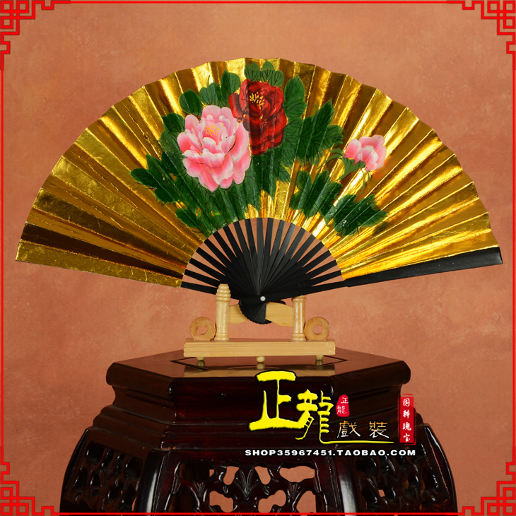 白云京剧戏曲戏剧贵妃醉酒牡丹折扇儿童扇子7寸8寸9寸 金扇